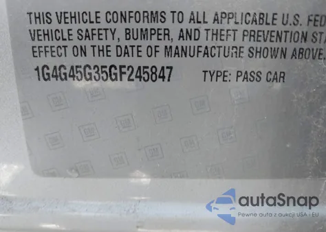 2016 Buick Lacrosse Sport Touring z USA, uszkodzony, nr VIN 1G4G45G35GF245847